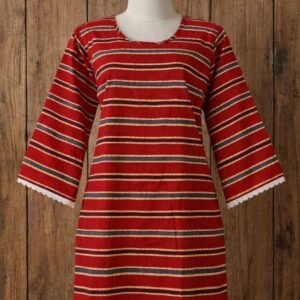 Anvera Crimson Stripe Short Kurti