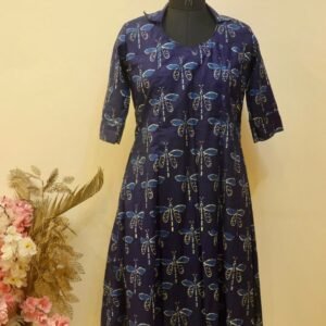Anvera Indigo Flutter A-Line Kurti - Size L