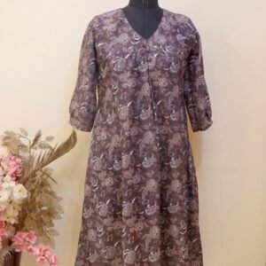 Anvera Plum Mist A-Line Kurti -Size L