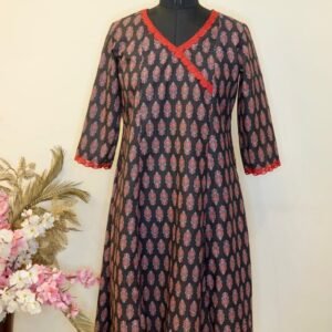 Anvera Midnight Bloom Wrap Kurti - Size XL